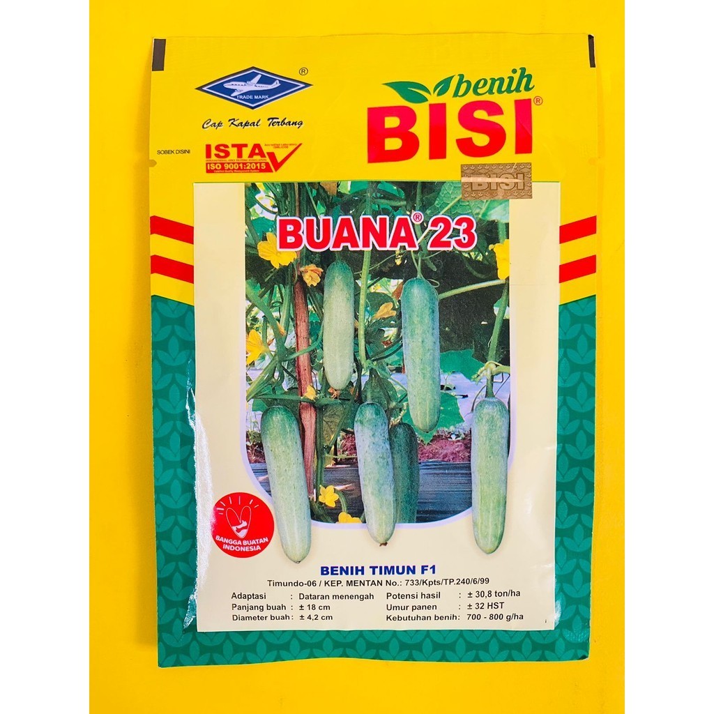 Benih mentimun lalap/baby hibrida F1 BUANA 23  kemasan  20gr tahan gemini virus dari cap KAPAL TERBA