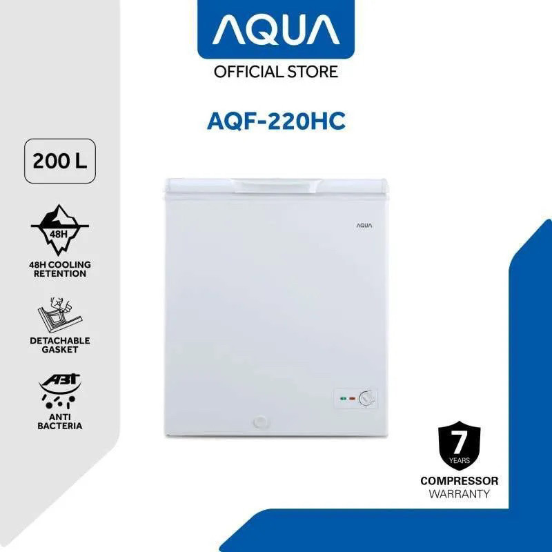 Chest Freezer AQUA 200 Liter anti bakteri garansi resmi Freezer Box AQUA AQF 220 HC promo