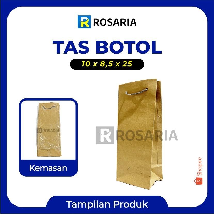 

TAS KERTAS BOTOL 10 x 8,5 x 25 COKLAT Merk AREMA PaperBag Kraft Souvenir Hajatan Kado Hampers Lusinan