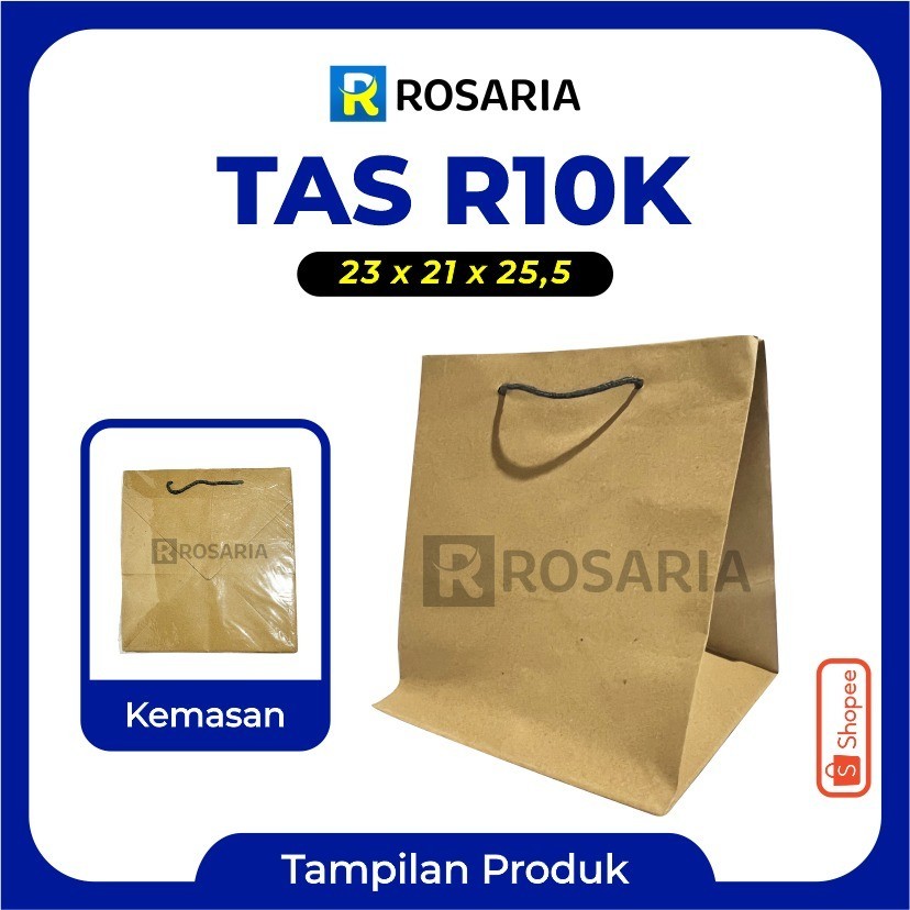 

TAS KERTAS R10K 23x21x25,5 COKLAT Merk AREMA PaperBag Polos Kraft Souvenir Hajatan Kado Hampers Lusinan