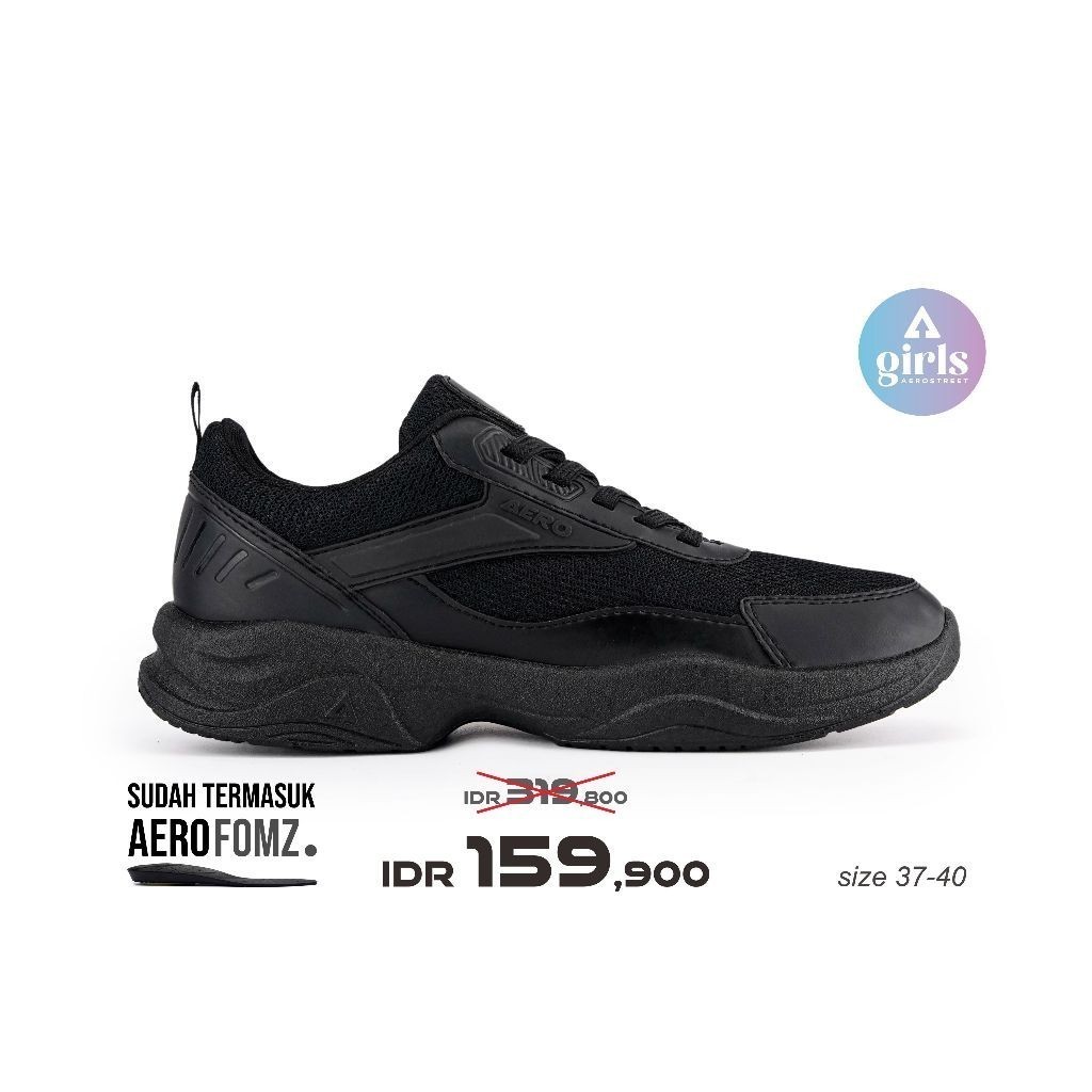 Aerostreet 37-40 Fresh Lemon Hitam Hitam Hitam - Sepatu Sneakers Casual Pria Wanita - NO BOX