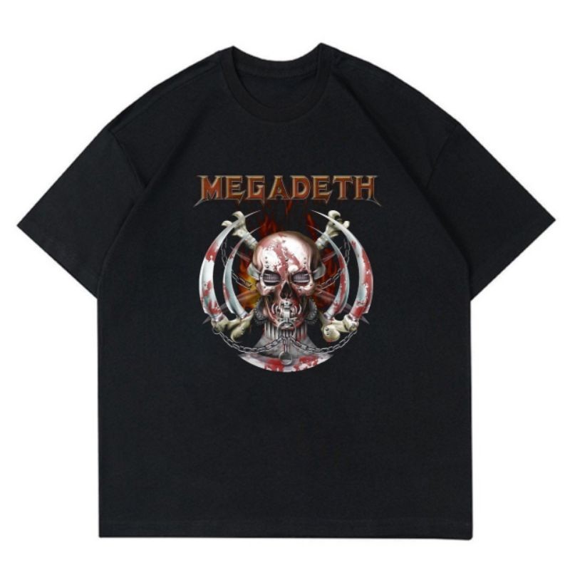 KAOS MEGADETH RED SKULL TENGKORAK MERAH PUNK ROCK METAL MUSIC BAJU BAND TSHIRT BOOTLEG VINTAGE PRIA 