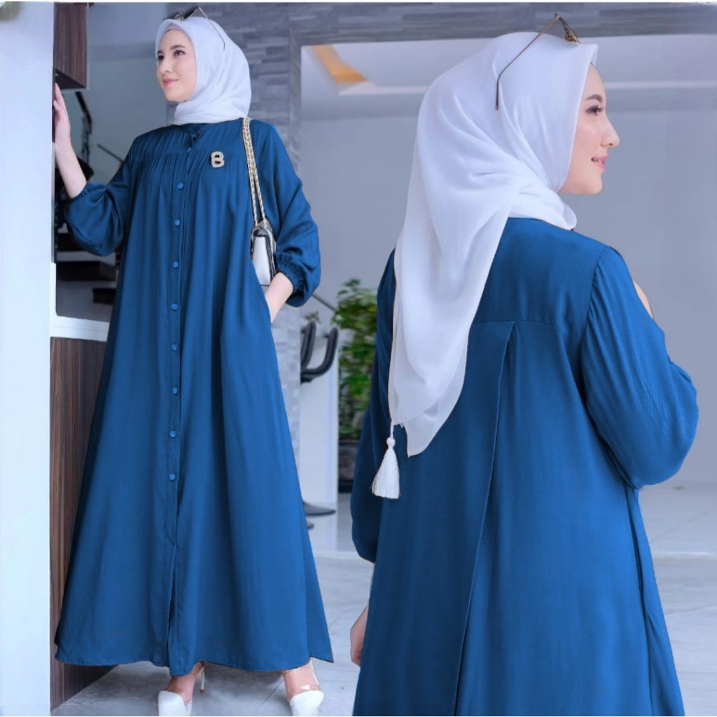 PREMIUM BERKUALITAS // gamis crinkle model baru GAURI Maxi dress baju gamis terbaru viral kekinian d