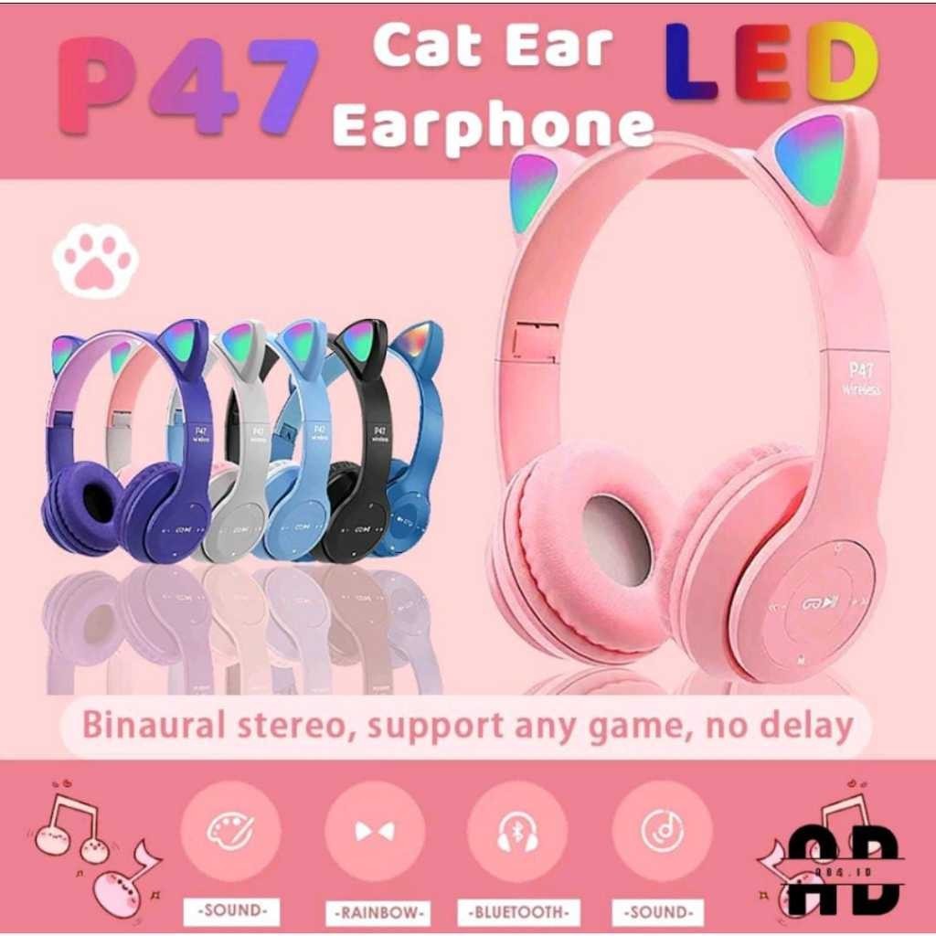 [1688] Headphone P47M Bluetooth Gaming Cat Ear