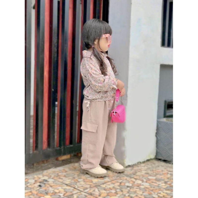 One Set Cargo Rayon Anak Perempuan1-10 Tahun/Setelan Baju Anak perempuan/baju anak cewek/couple ibu 