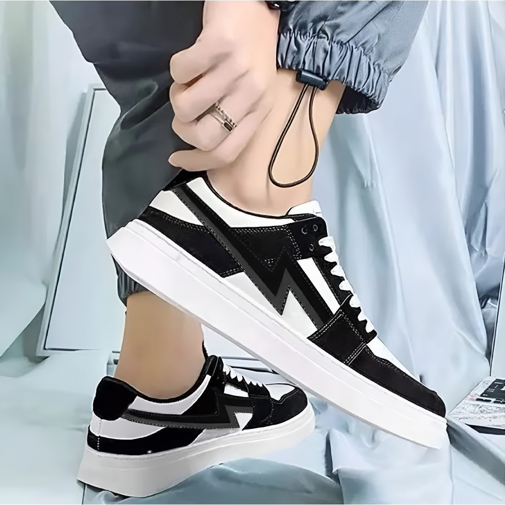 Sepatu Casual Pria Wanita Premium Unisex Hitam Putih |Sepatu Impor Terbaru Sekolah Viral Kekinian
