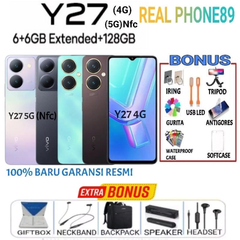 PROMOO VIVO Y27 5G 6/128GB NFC 6GB+6GB Extended RAM | Y27 4G 6/128GB GARANSI RESMI VIVO INDONESIA