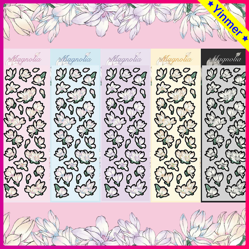 

COD✨Stiker bunga Magnolia in laser stiker akuntansi stiker dekorasi diy stiker bunga-Yinmer