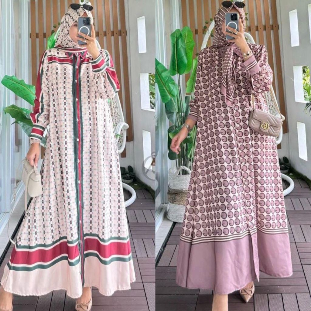 NANDO SET HIJAB GAMIS SILK IMPORT BANGKOK LEBARAN IDUL FITRI TERBARU KATUN SILK BANGKOK PREMIUM QUAL