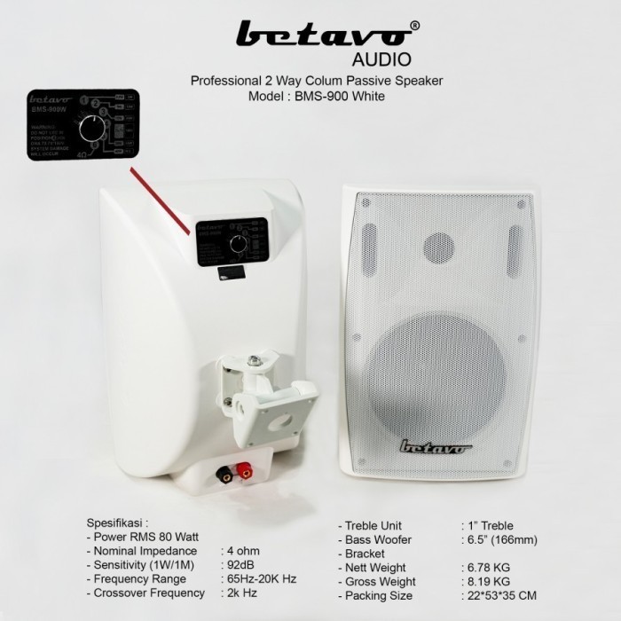 SPEAKER PASIF BETAVO 6'5 INCH COCOK BUAT DI CAFE MUSHOLLAH SEKOLAHAN - Putih