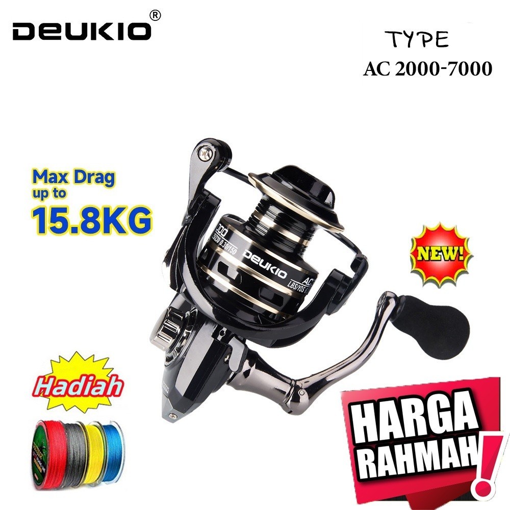 Ready  Reel Pancing Metal DEUKIO AC 2000 AC3000 AC4000 AC5000 AC6000 AC7000 Spinning Reel Murah