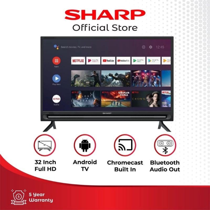 Android Google TV LED Digital SHARP 32"inch 2T-C32EG1I