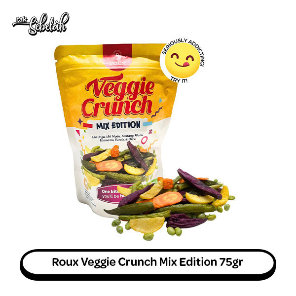 

Roux Veggie Crunch Mix Edition 75g - Keripik Sayuran Kering | Okra Buncis Wortel Edamame Kentang Ubi Ungu Madu | Vegetable Chips