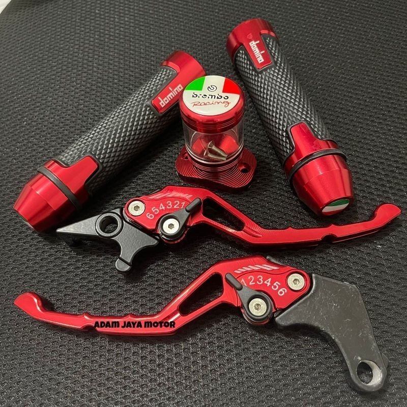 [KJ] Paket 3in1 / Handgrip CNC model Rizoma + Handle rem CNC + Tutup tabung master rem CNC variasi /