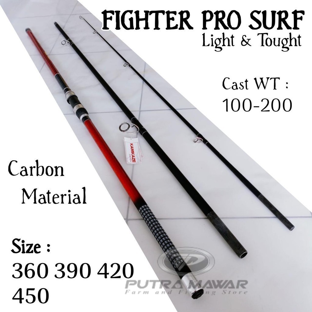 Kamikaze Figter Pro Surf II & Biasa 390 420 Joran Pasiran Sambung 3 Tongkat Pancing Buat  Pinggiran 