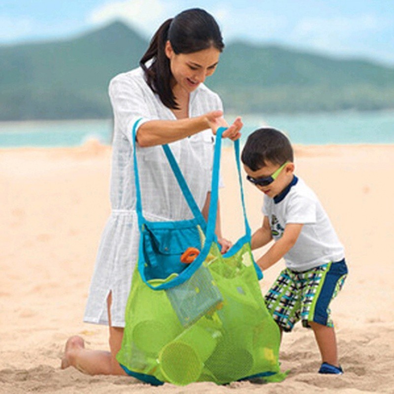 Tas Penyimpanan Baju Pantai, Tas Penyimpanan Kerang Pantai, Tas Jaring Bayi, Tas Mainan sand away be