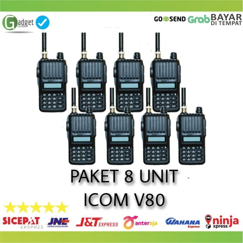 Paket 8 Unit Radio HT Icom V80 IC-80 VHF Lithium Handy Talky