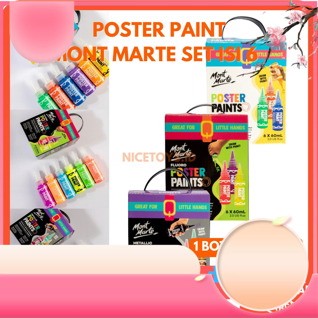 Promo Mont Marte Poster Paint isi 6 Washable Paint Cat Gouache Mainan Mewarnai Anak Mainan Cat Anak 