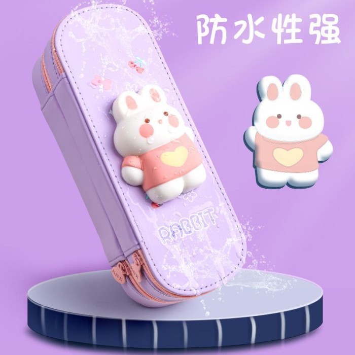 

✨LARIS✨ -Kotak Pensil Squishy 3D Anak Tempat Pensil 3D Anak Anti Air 2 Tingkat - Navy