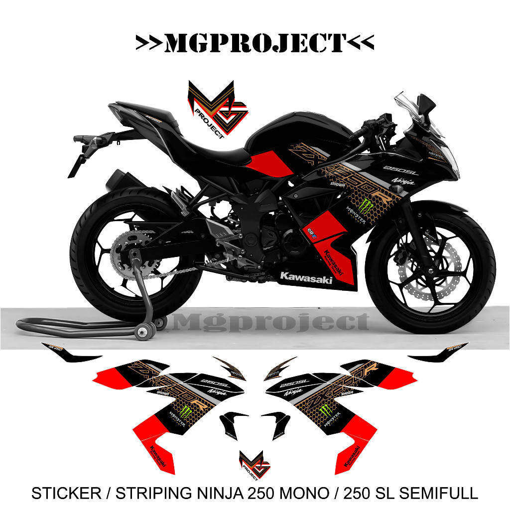 ninja mono 5, striping kawasaki ninja 250 mono, stiker ninja mono 250 sl
