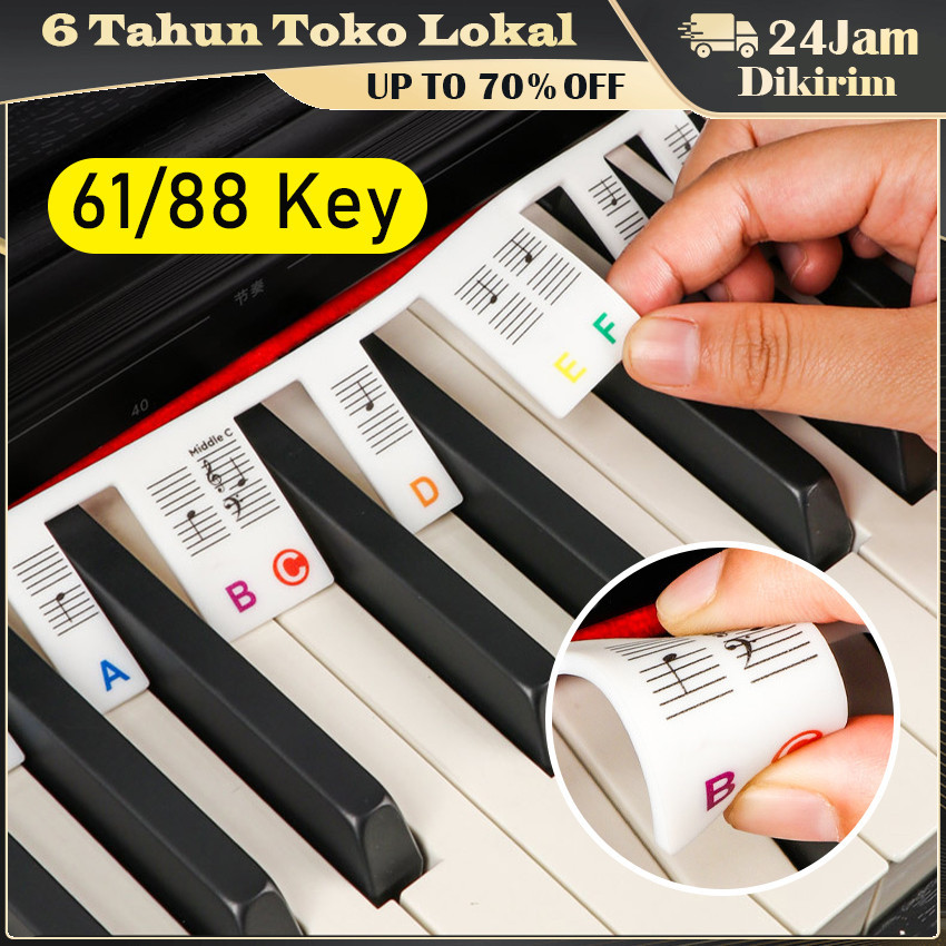 61Key/88Key Sticker Silicone Tuts Piano Keyboard / Stiker Label Piano Warna Putih / Sticker Keyboard