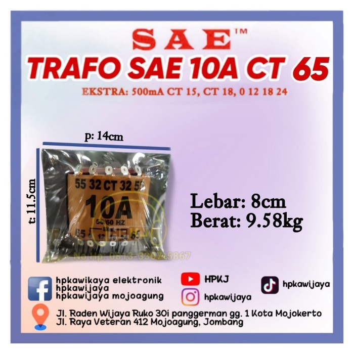 TRAVO TRAFO TRAPO TERAVO TRANSFORMER SAE 10A CT 65 MURNI travo sae 10 amper ct 65v