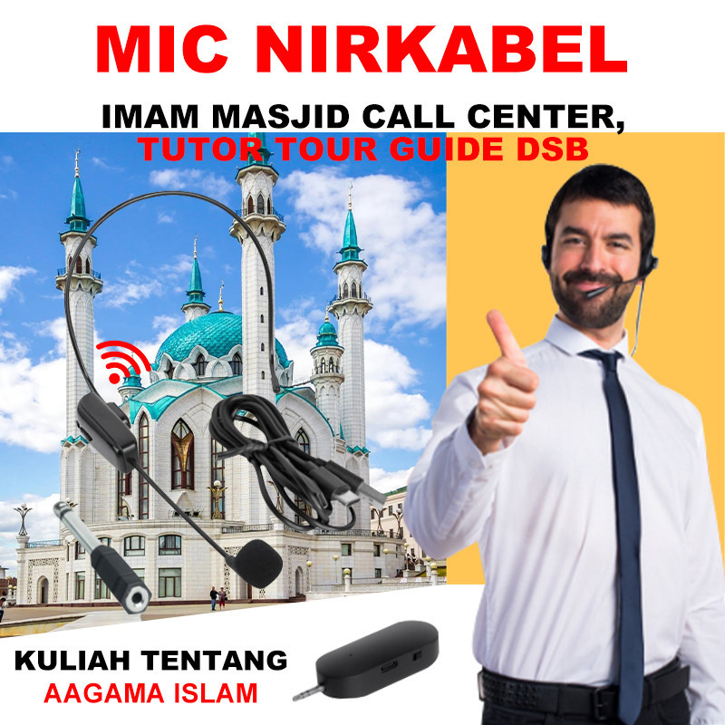 Wireless Microphone Clip on Mic Imam Masjid Wireless Mic Penggunaan untuk pemandu wisata