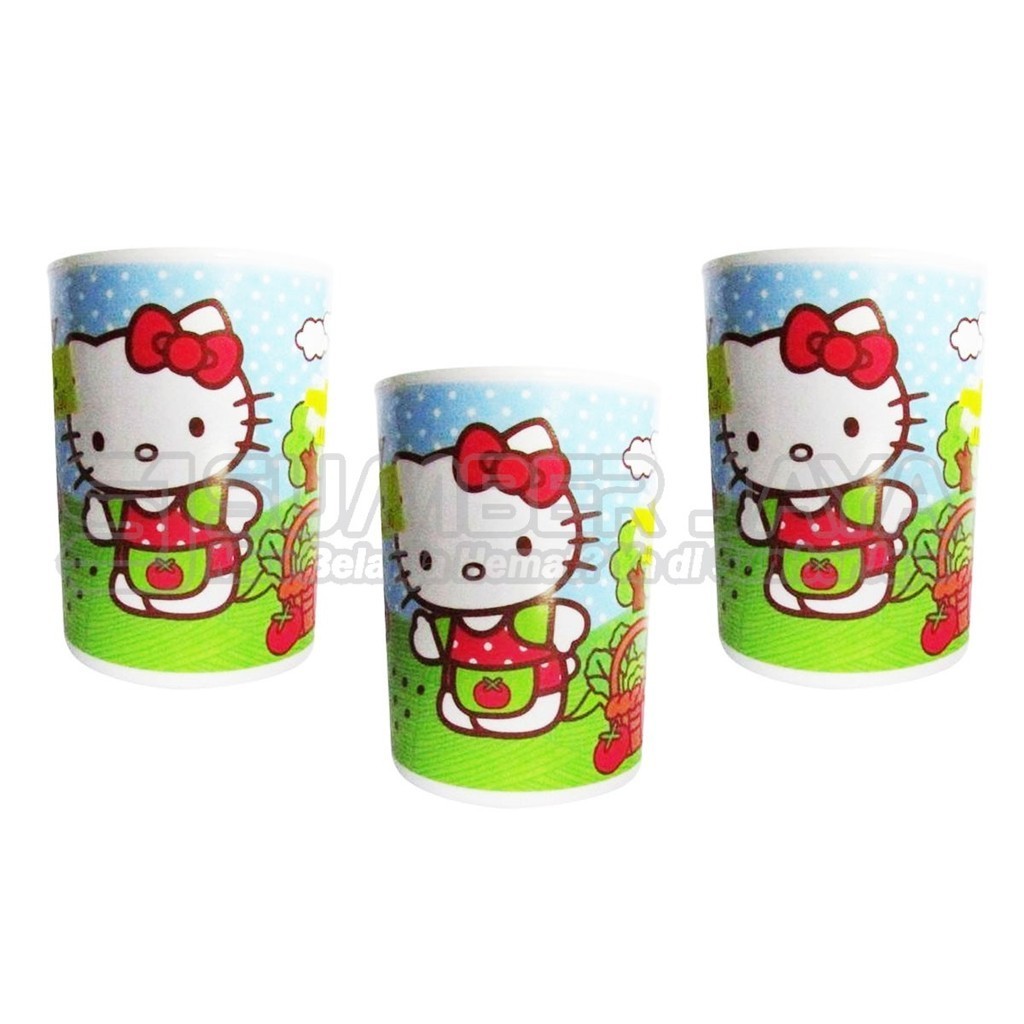 Gelas Cangkir Mug Melamin Doraemon / Hello Kitty 3 Gambar Kartun