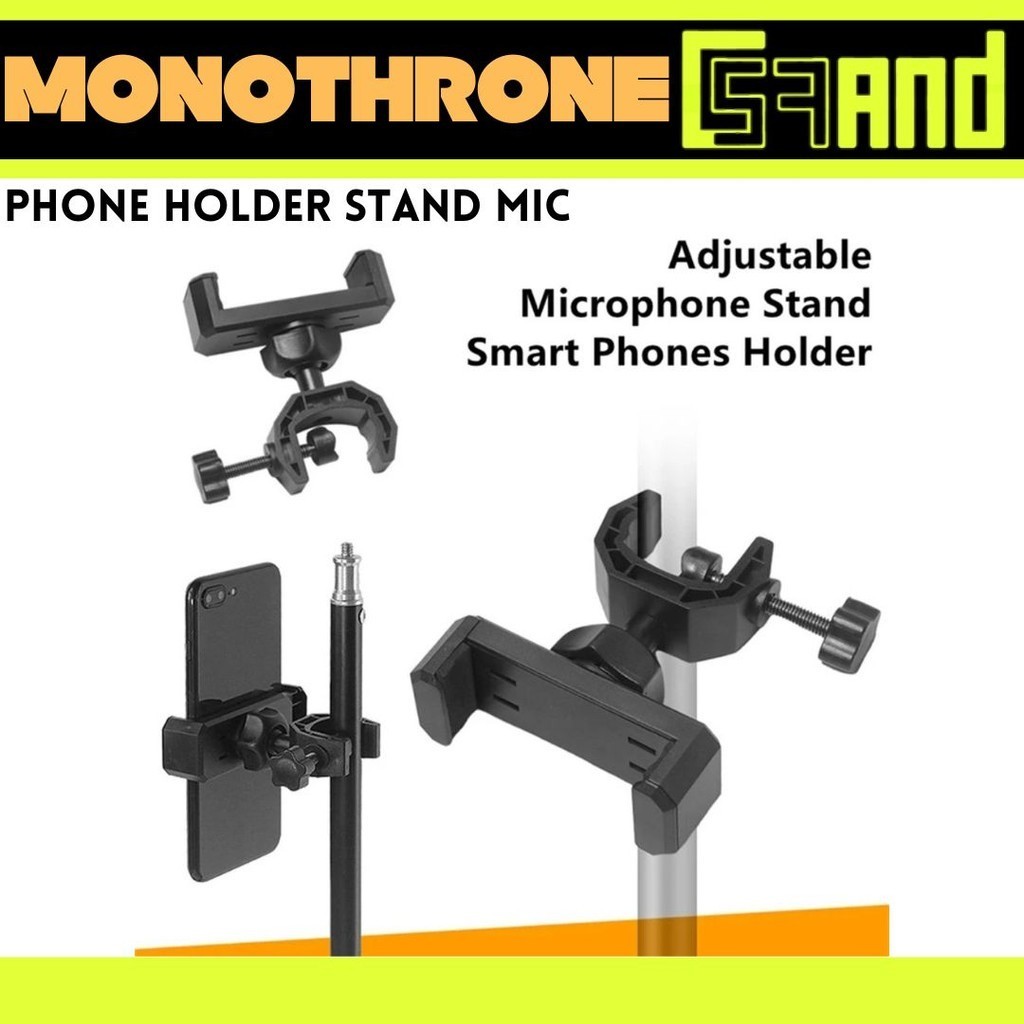 Phone Holder Stand Microphone Mic Penjepit Tripod HP Holder Clamp Vlog