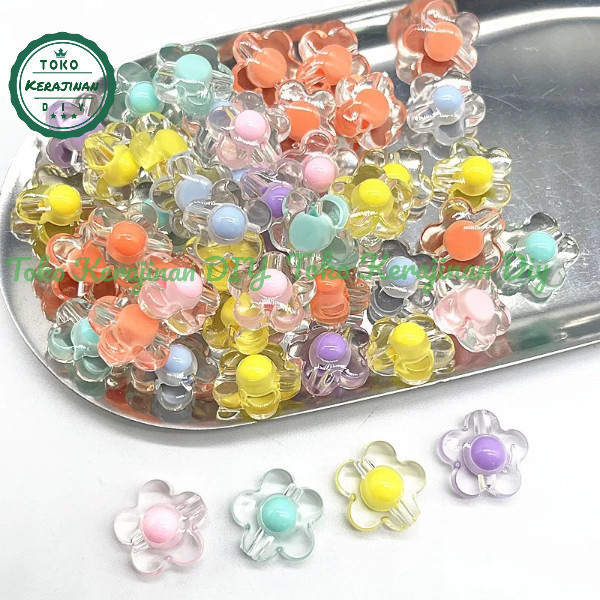 Manik Manik Mote Bunga Sakura Isi Doff Mute Bunga Bahan Craft & DIY - Mote Mawar, isi 10 pcs