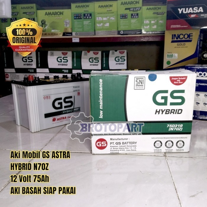 Aki Mobil GS ASTRA HYBRID N70Z Accu Basah Siap Pakai 75Ah
