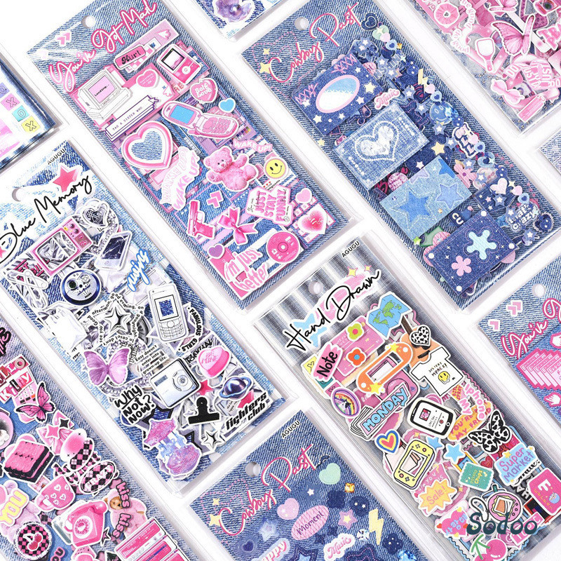 

Stiker Seri Denim Gaya Retro Stiker Kolase Kreatif Dekorasi DIY Buku Besar Tangan Anak-anak - SO
