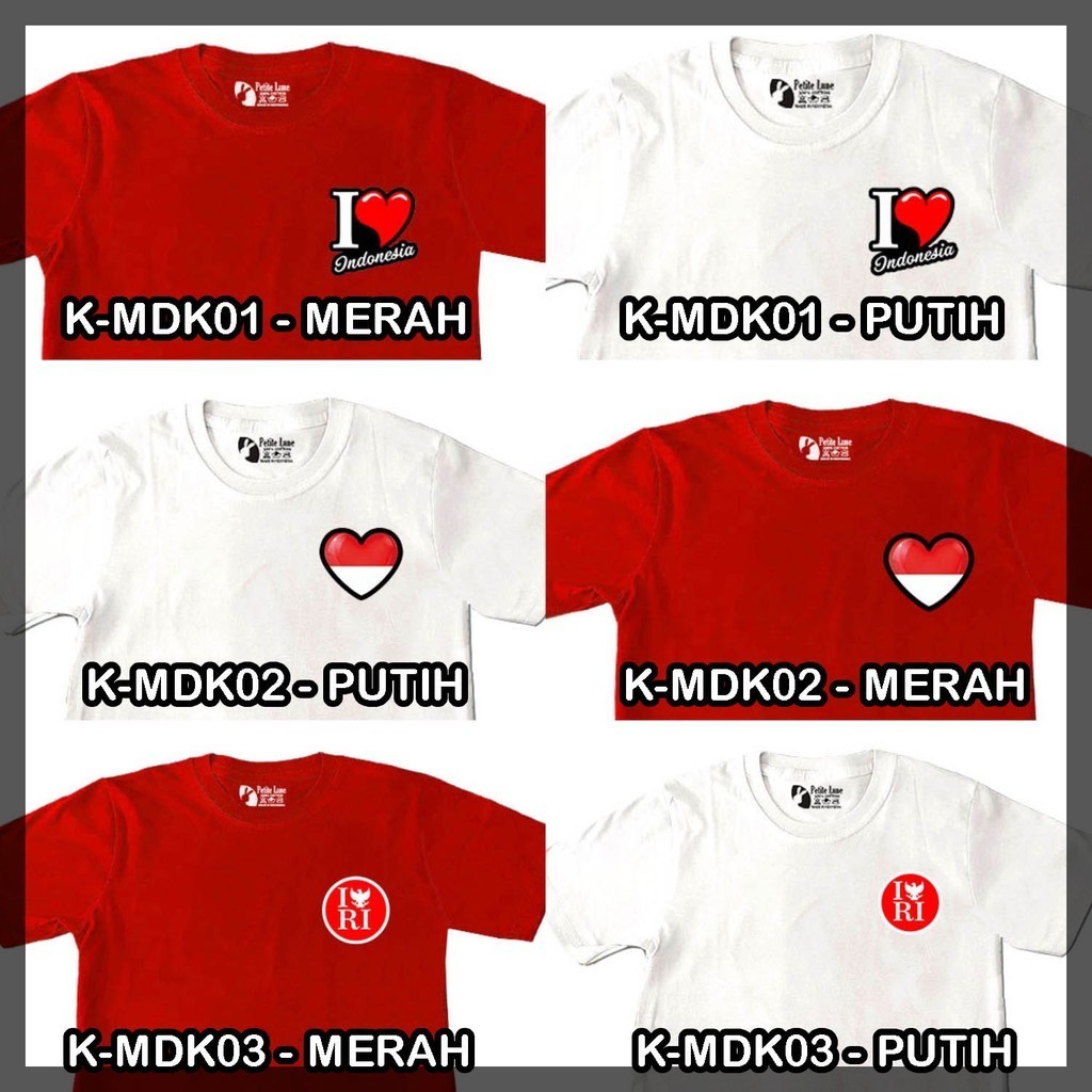 (BISA INSTANT) KAOS ANAK LENGAN Pendek MDK01 Garuda Pancasila Rok Stock Setelan Gambar Raya Merah 17