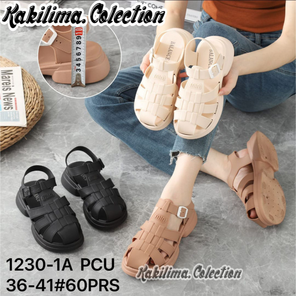 Sandal tali gesper wanita sandal platform karet jelly perempuan Balance 1230