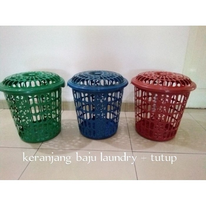 Keranjang Baju Kotor Laundry + Tutup Bulat