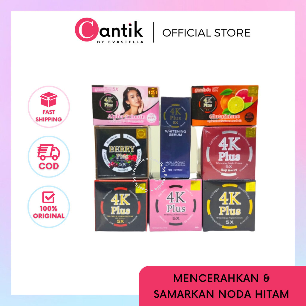 CANTIK - 4K PLUS Whitening Night Cream | BB Cream | Day Cream | Goji Berry | Berry Plus Original - 4