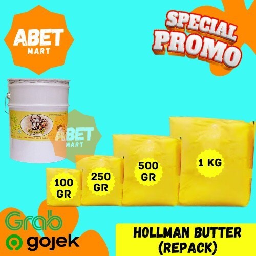 

Hollman Butter Kemasan Repack 100Gr 250Gr 500Gr 1Kg - Holman Mentega Holmann Buter Roti Kue Premium