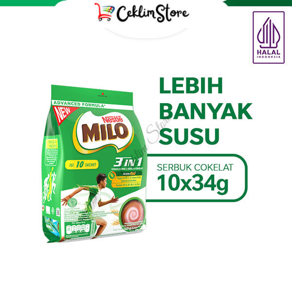 

Milo 3in1 Activ-Go Minuman Serbuk Cokelat dengan Malt Polybag 34g x 10