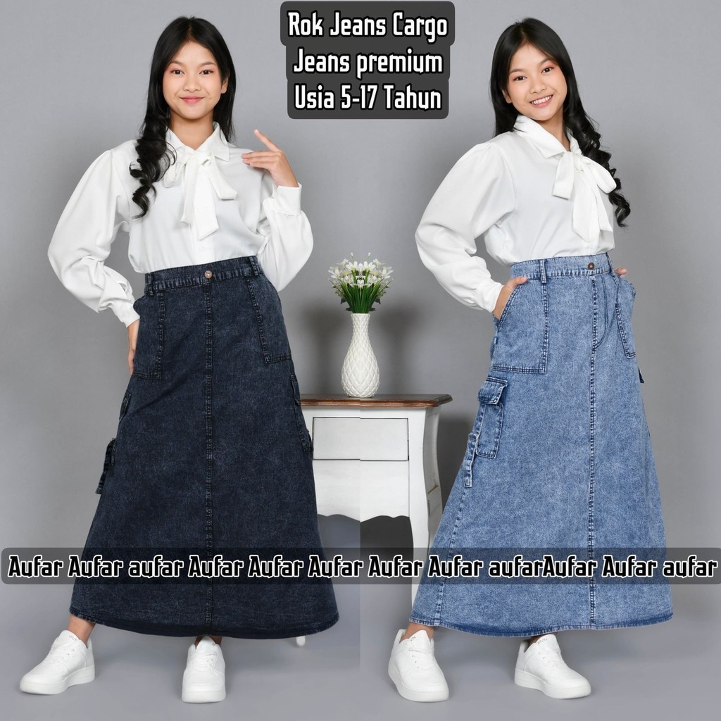 rok anak perempuan rok jeans cargo