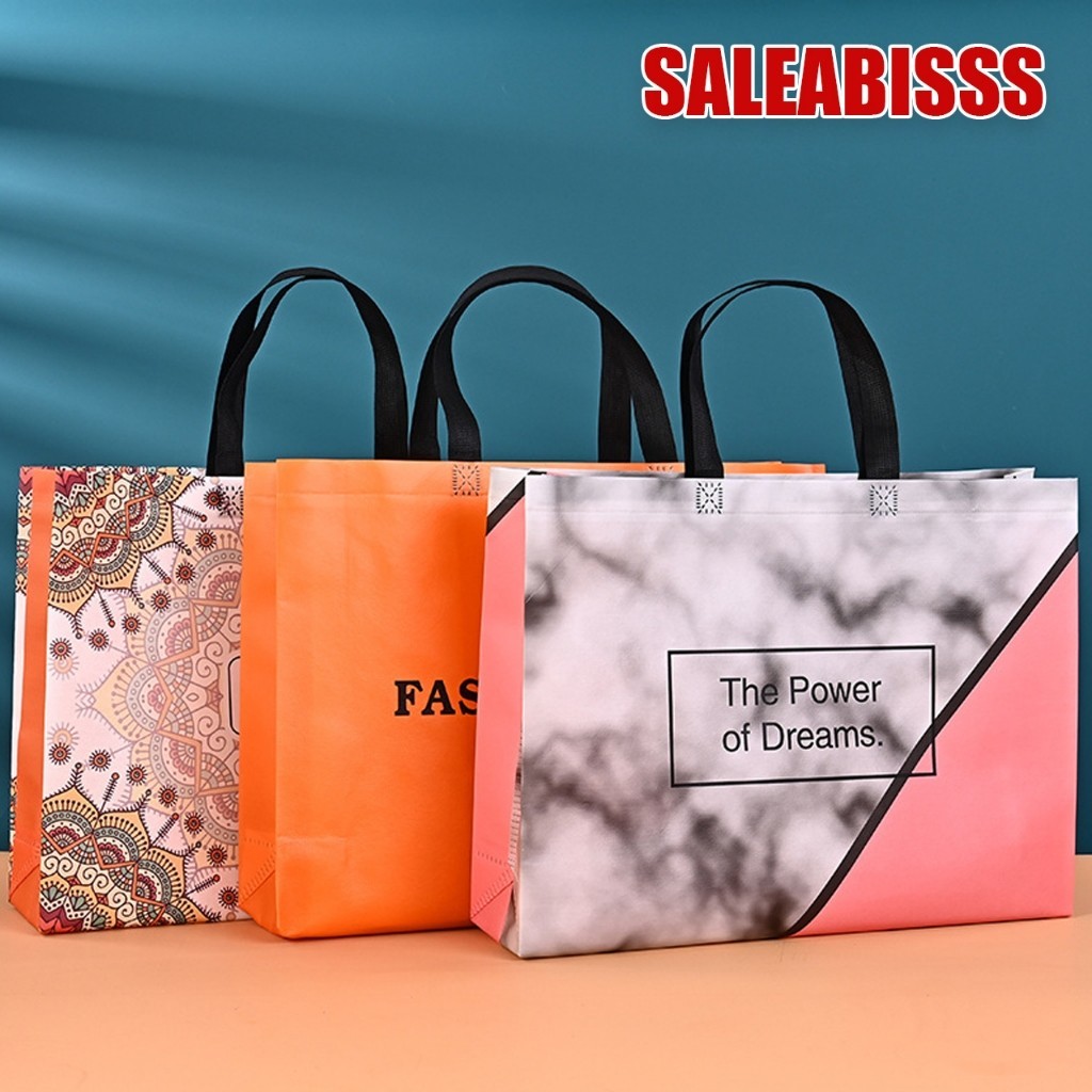 

HOMETOPIA Tas Belanja/TOTE BAG SPUNBOUND Kain Motif Premium Kantong Tahan Air/Tas Kado/Tas Perayaan