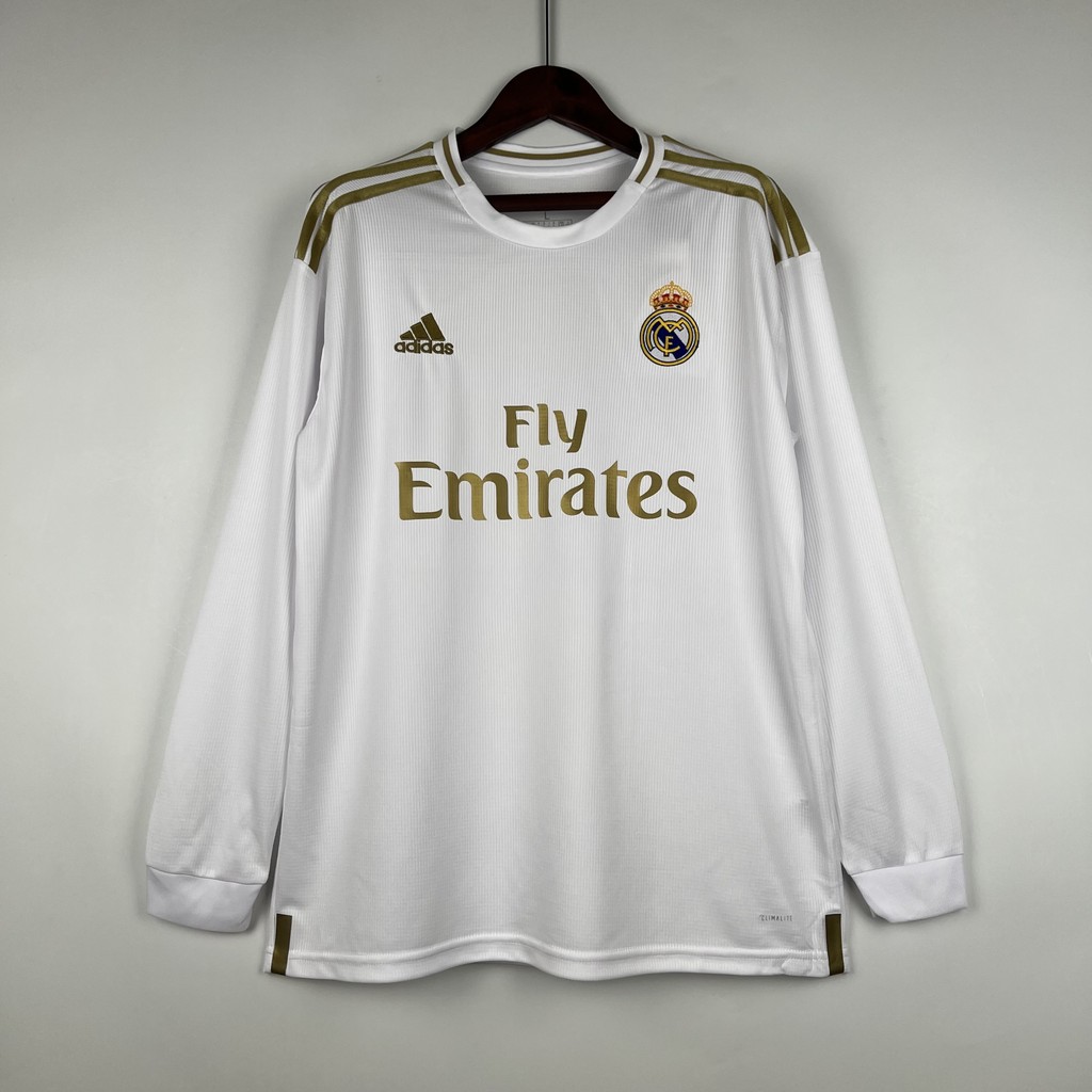 Jersey Retro Real Madrid 19/20 Long Sleeve Home a370 T shirt pria