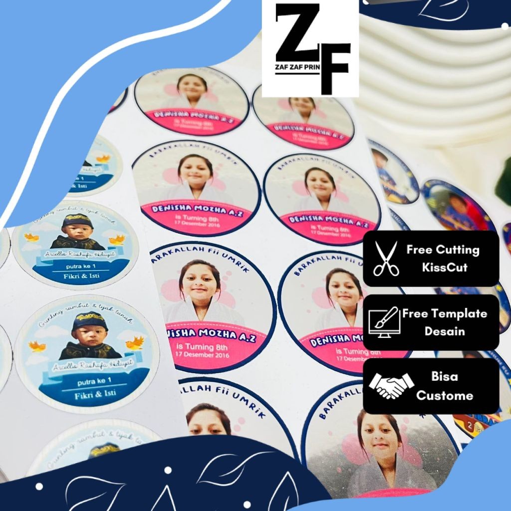 

ZAF 2-4 Stiker Gold/Silver Ulang Tahun Anak Bentuk Bulat Label Sticker Undangan Happy Birthday