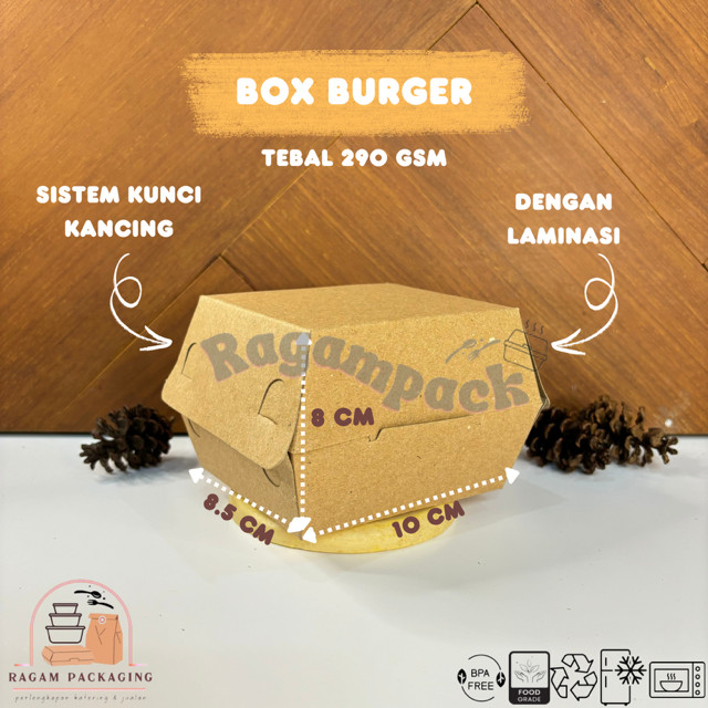 

Dus Box Burger / Dus Kraft Burger Laminasi 290 gsm / Dus Hamburger 10x8.5x8 cm / Kotak Kue Burger / Dus Burger Kraft Laminasi Food grade / Box Roti Burger Ekonomis