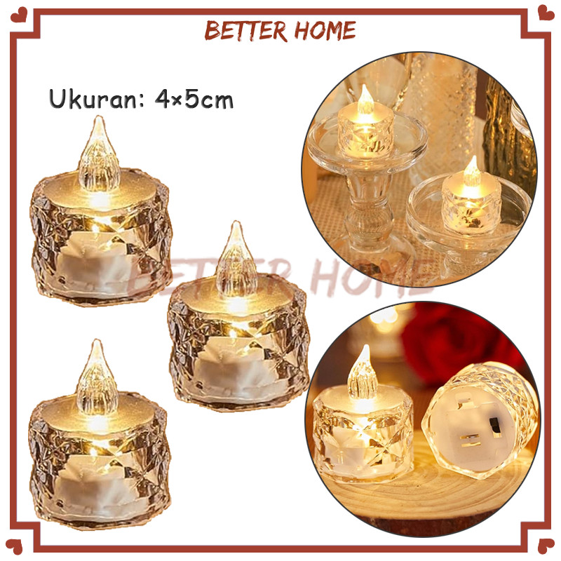 Lilin LED Transparan Motif Meleleh / Lilin Elektrik Akrilik