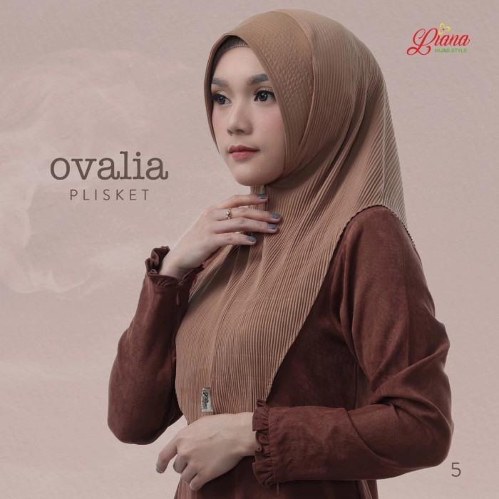 Jilbab Instan Ovalia Plisket Ori Liana Hijab - Mocca