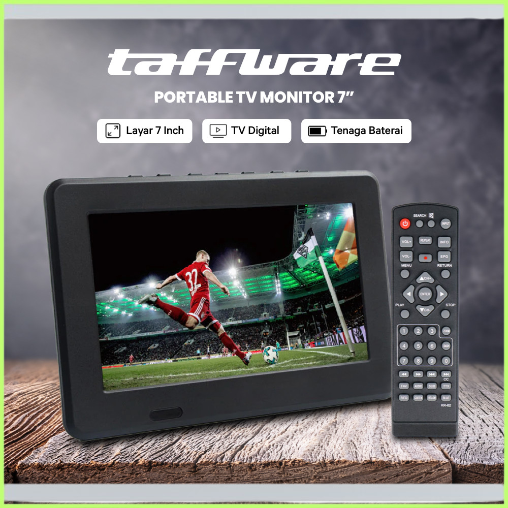 Taffware Portable TV Monitor Digital 7 Inch DVB-T2 Rechargeable - D7