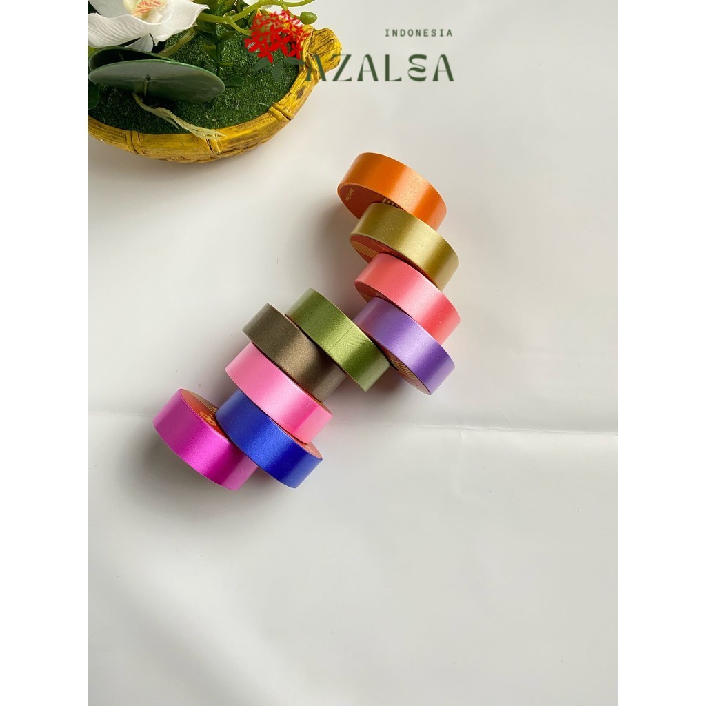 

AZALEA - Pita Kado Plastik POLOS 2cm / 4cm Pita Jepang Kertas 14 Meter Dekorasi