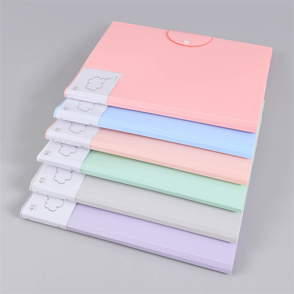

A3 Document Bag Transparent File Folder Plastic Snap Student Test Paper Storage Bag Multi-Layer Insert Picture Album Clip