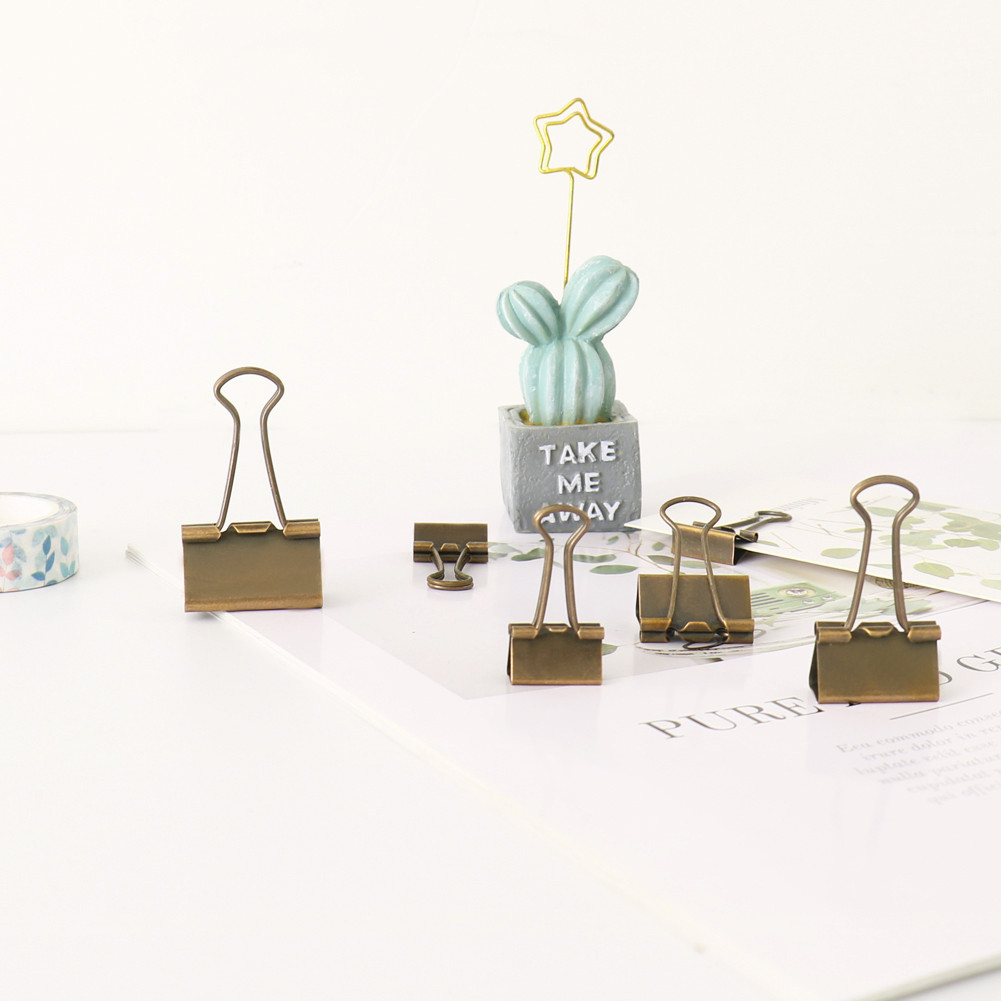 

TUTU 10 Pcs/lot 19mm 25mm 32mm bronze Binder Clips Paper Clip Clamp Office School Binding Supplies H0287
