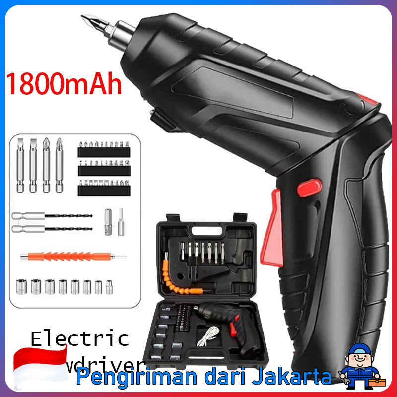 Mesin Bor Cordless Mini Mesin Obeng Listrik Bor Cordless Tools Screwdriver Set Koper 49 pcs Listrik 